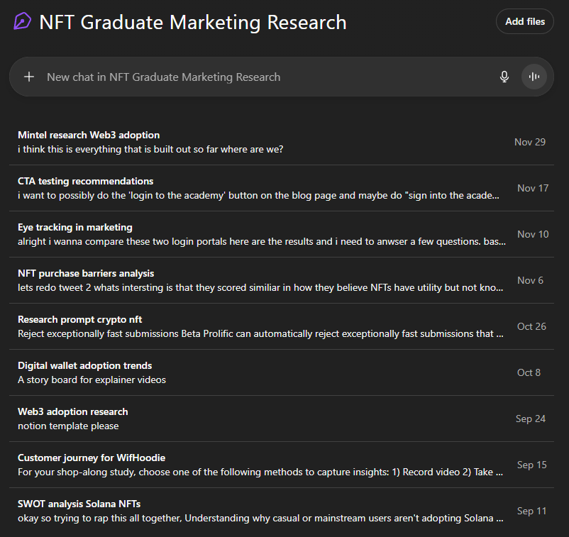 Example of organizing ChatGPT conversations into class workspace folders