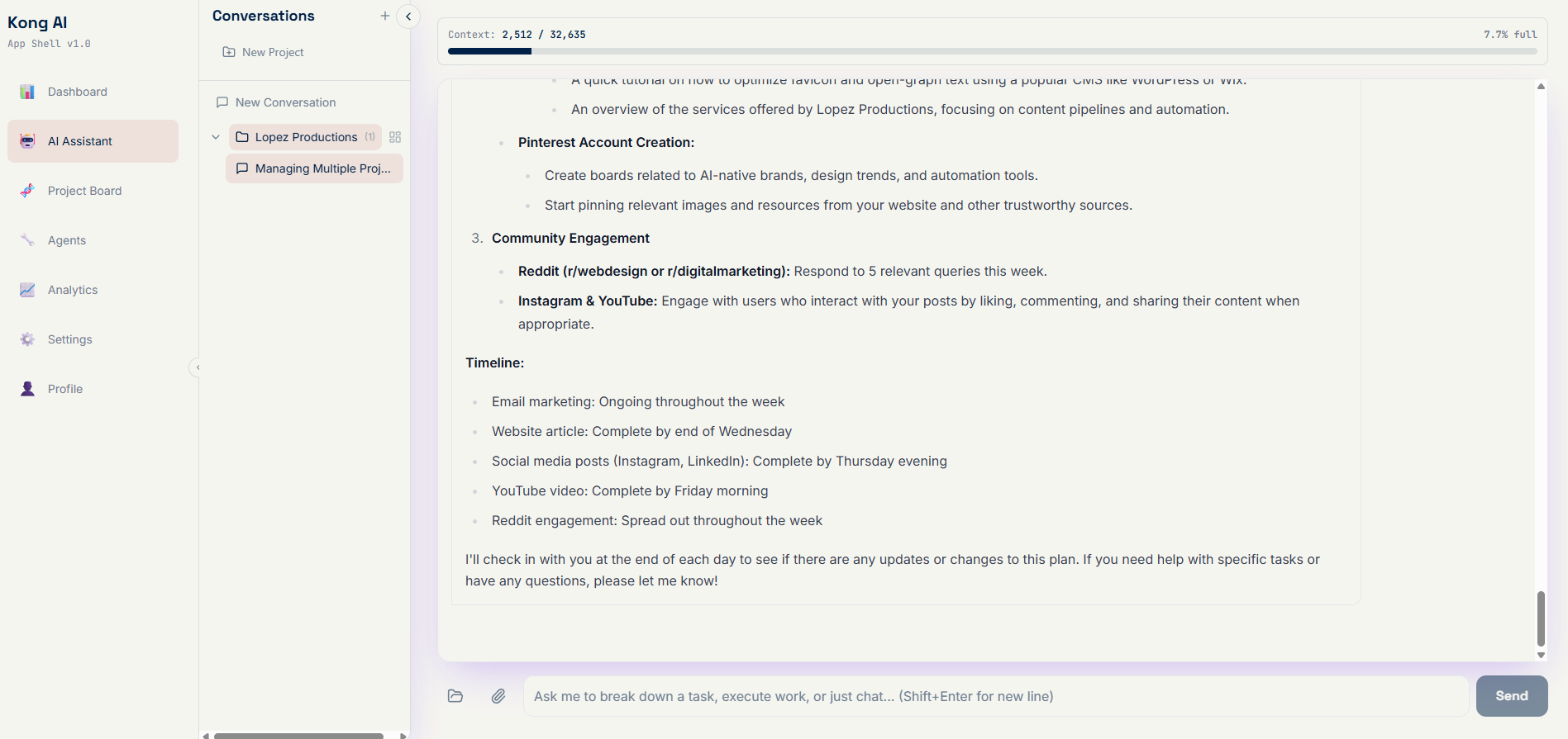 Self-hosted AI interface dashboard